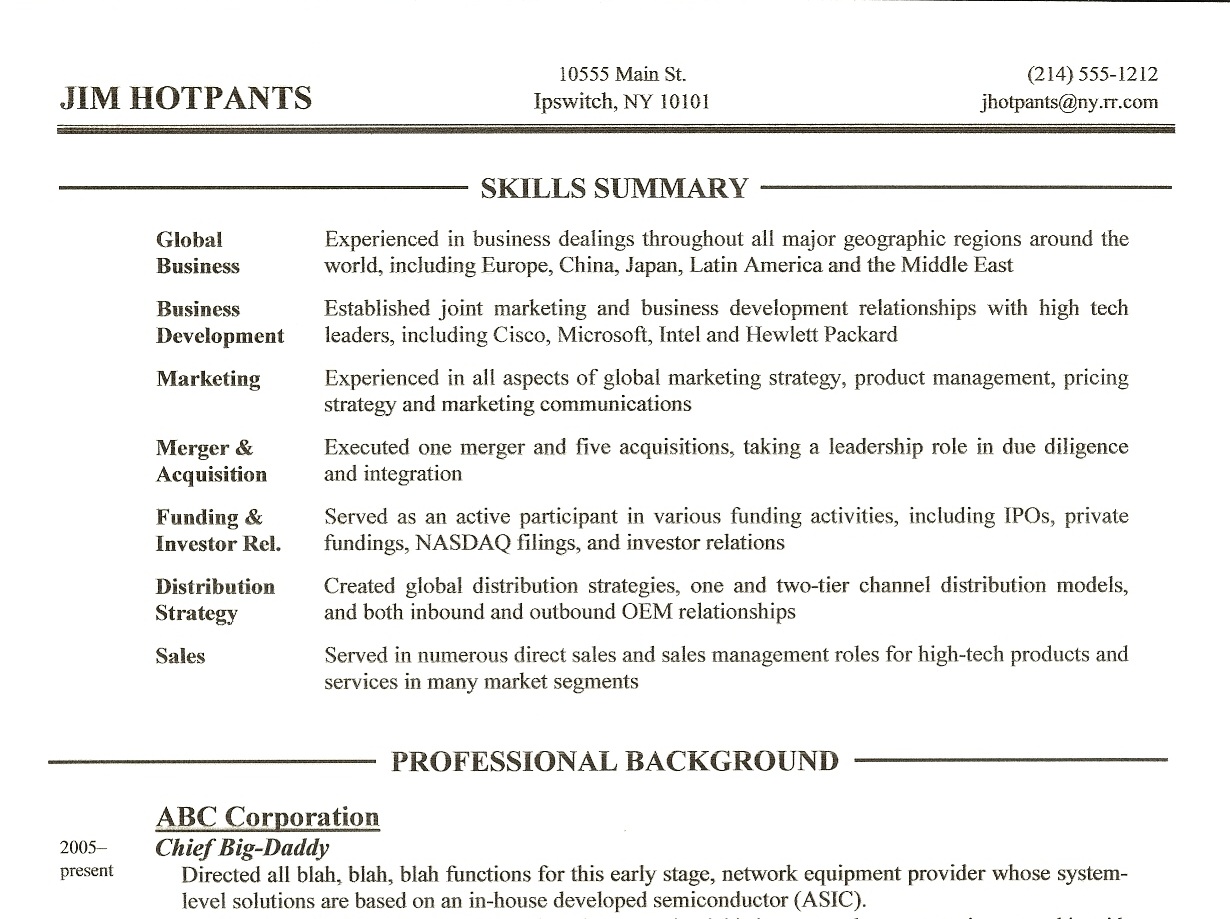 Resume Skills Section